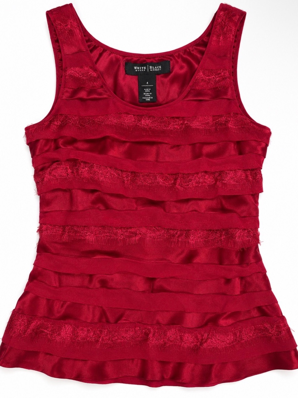 White House Black Market Crimson Tiered Satin Tank - Size 4
